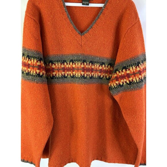 Vintage 90s Eddie Bauer Lambswool Fair Isle Knit Tennis Sweater Grunge - Picture 4 of 6